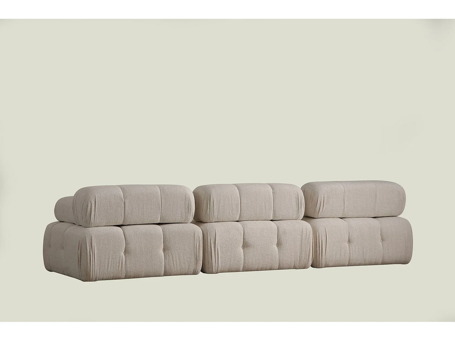 Canapé modulable 3 places avec pouf Nounou Tissu bouclette Blanc crème