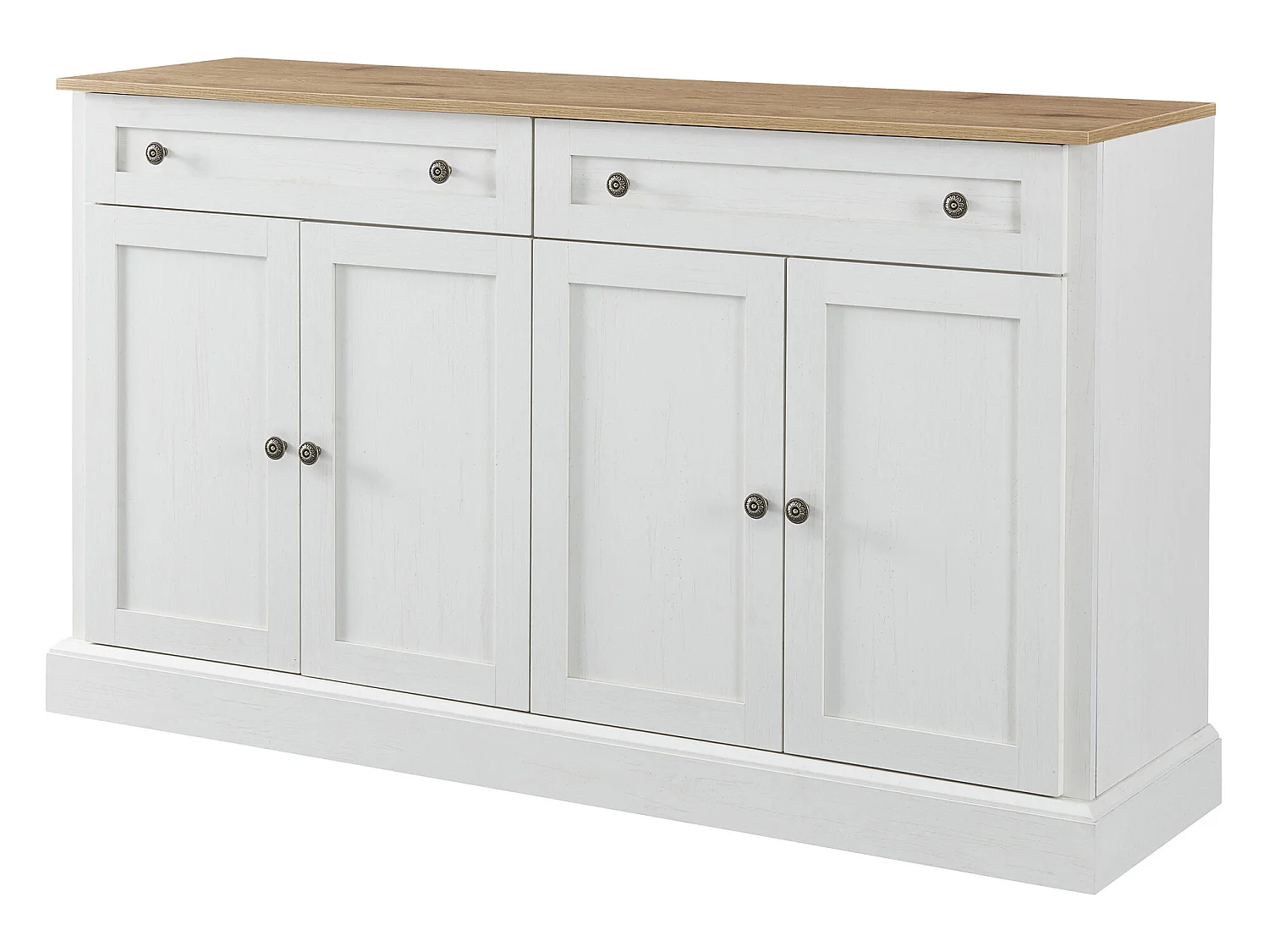 Buffet avec 4 portes et 2 tiroirs - bois - hauteur 150cm - dessus Naturel