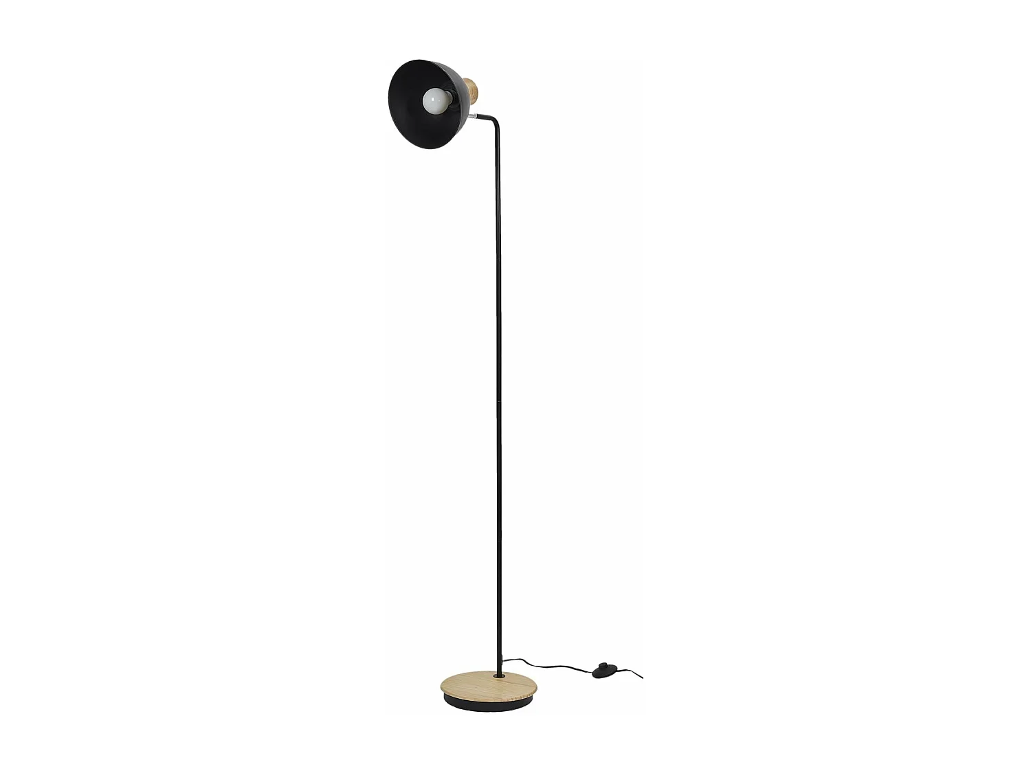 Lampadaire Metal Noire Bois Noir