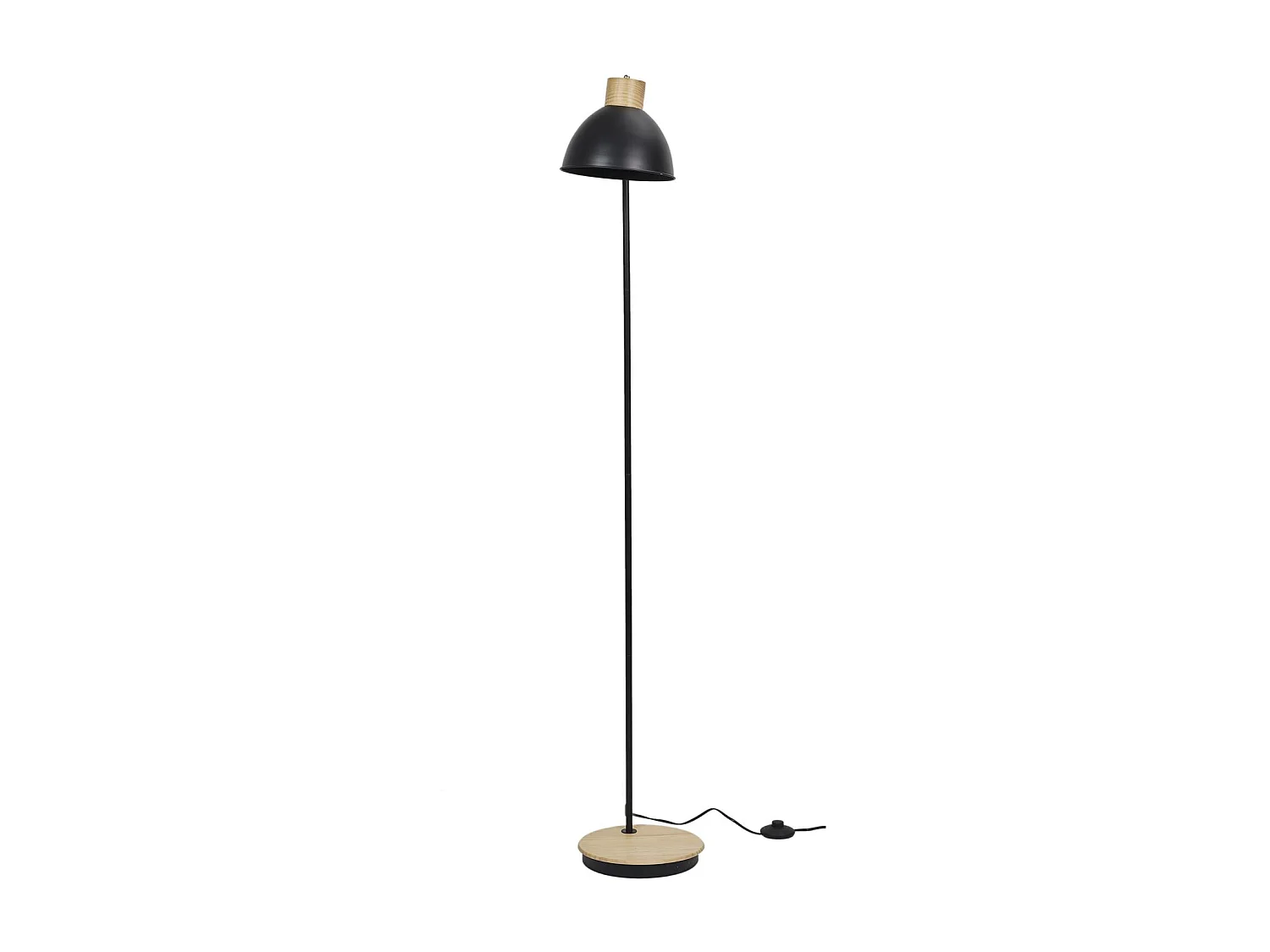 Lampadaire Metal Noire Bois Noir