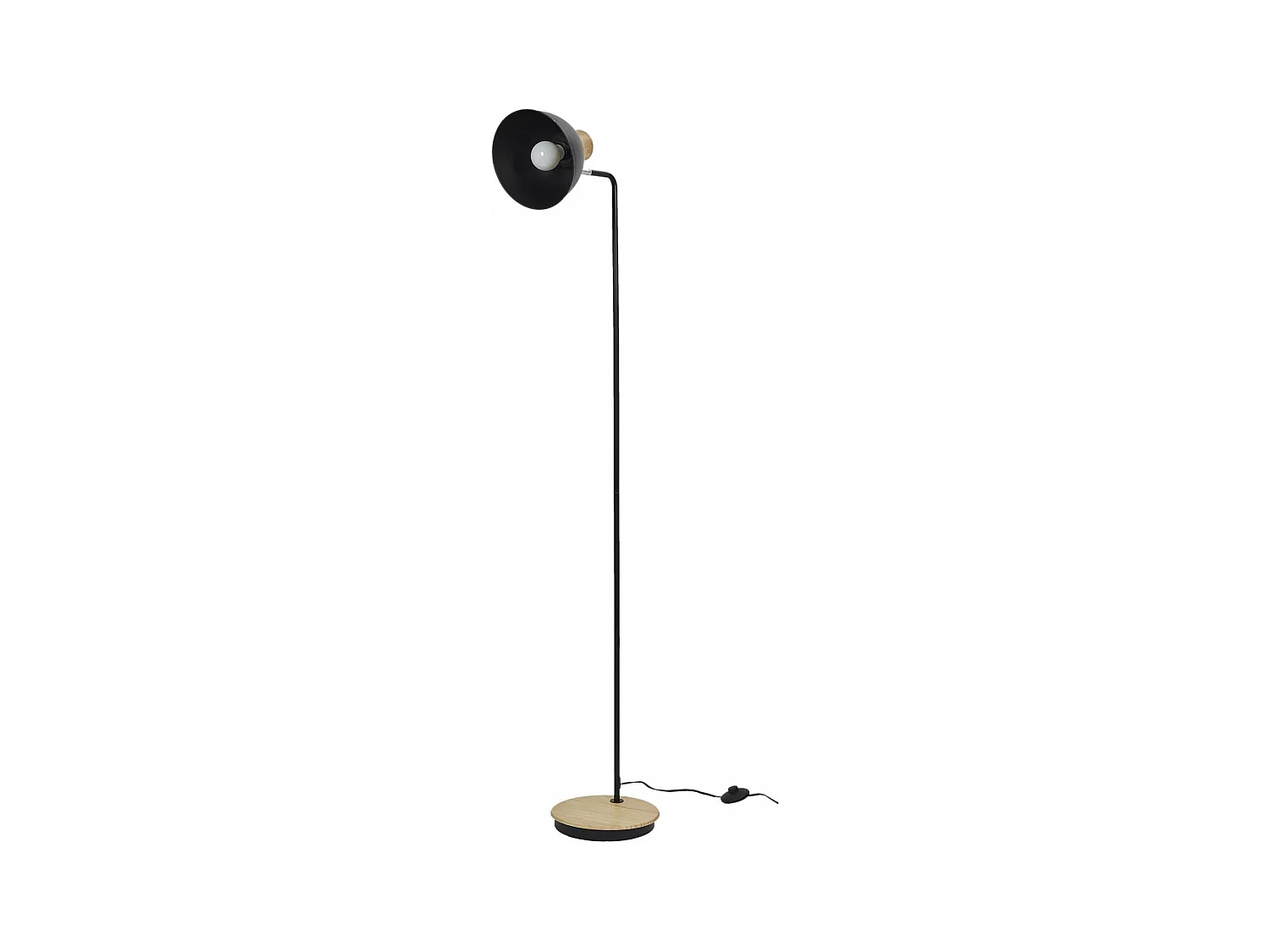 Lampadaire Metal Noire Bois Noir