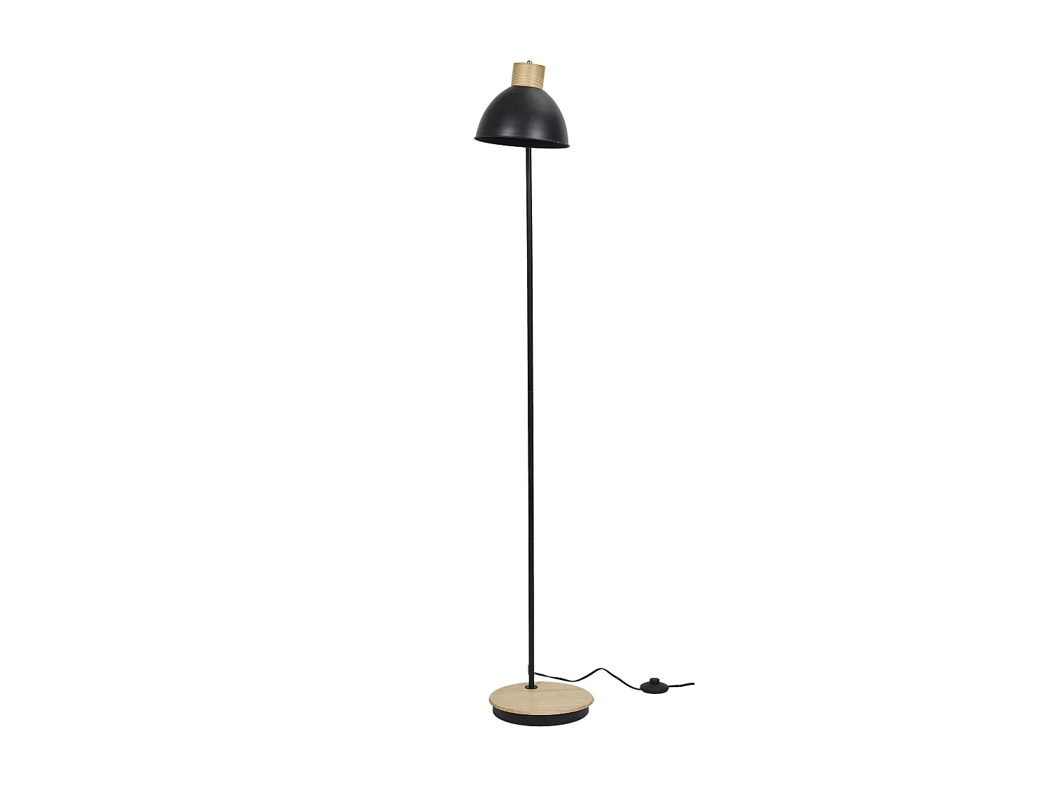 Lampadaire Metal Noire Bois Noir