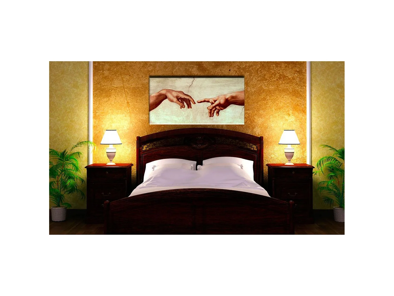 Tableau peint la création d'adam : fragment de peinture