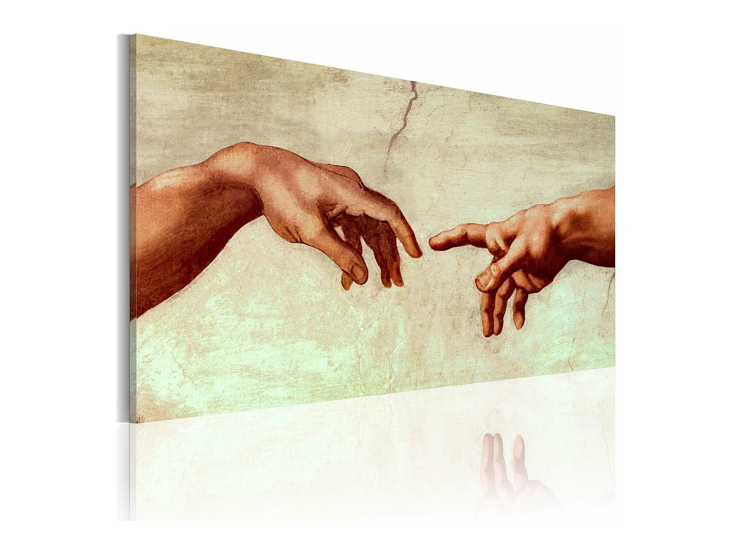 Tableau peint la création d'adam : fragment de peinture