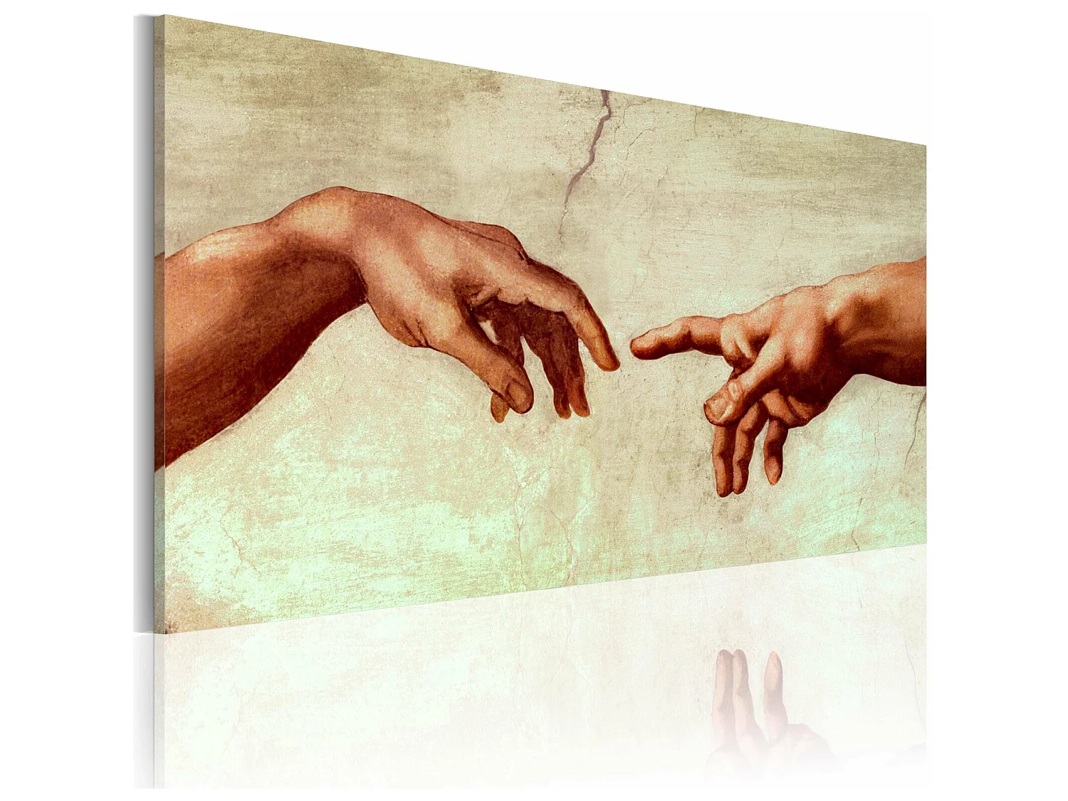 Tableau peint la création d'adam : fragment de peinture