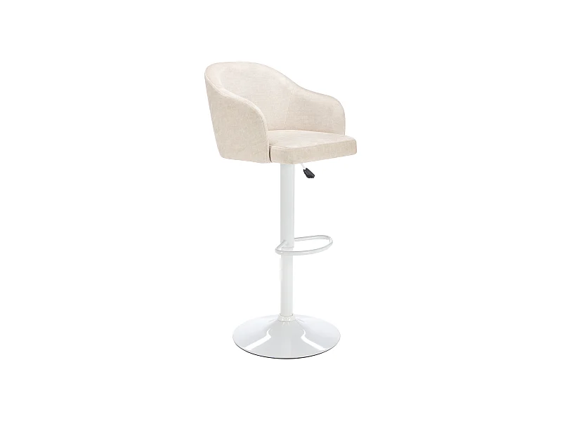 Tabouret de bar en tissu et métal - Hauteur réglable - Crème et blanc - CARSTEN