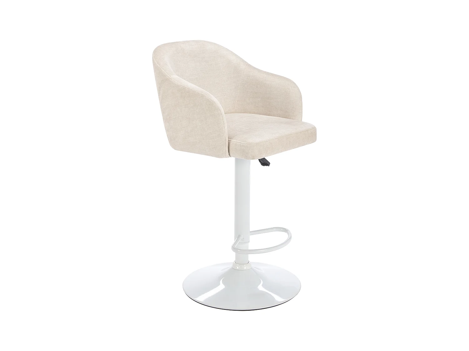Tabouret de bar en tissu et métal - Hauteur réglable - Crème et blanc - CARSTEN