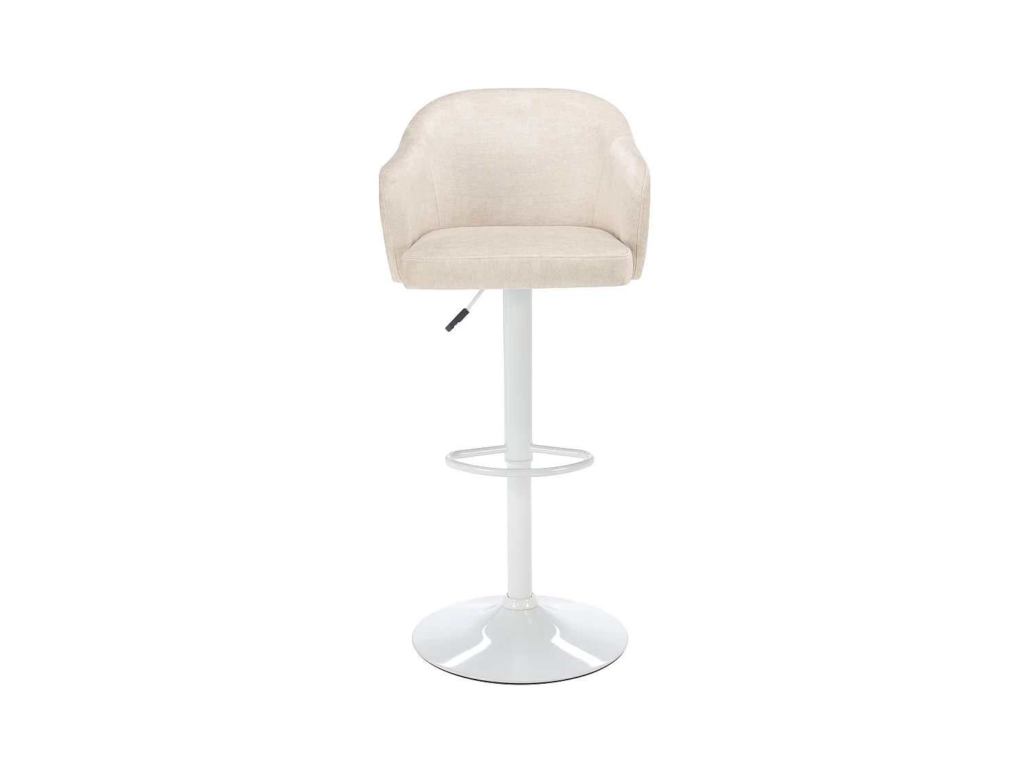 Tabouret de bar en tissu et métal - Hauteur réglable - Crème et blanc - CARSTEN