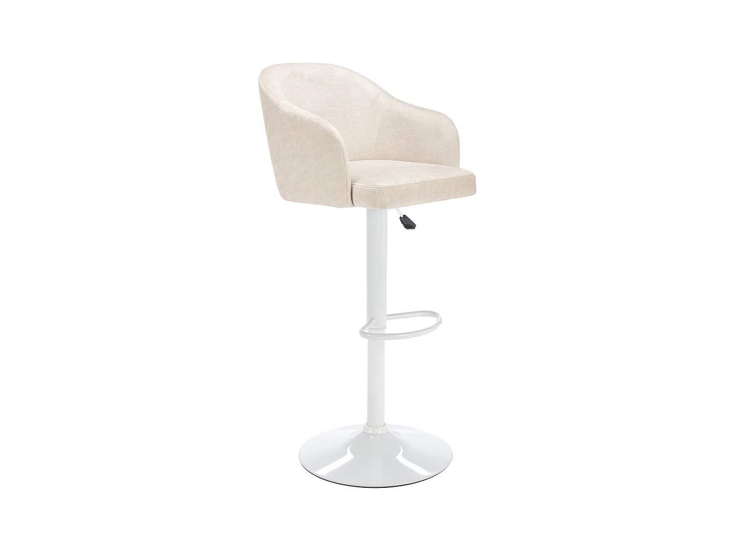 Tabouret de bar en tissu et métal - Hauteur réglable - Crème et blanc - CARSTEN