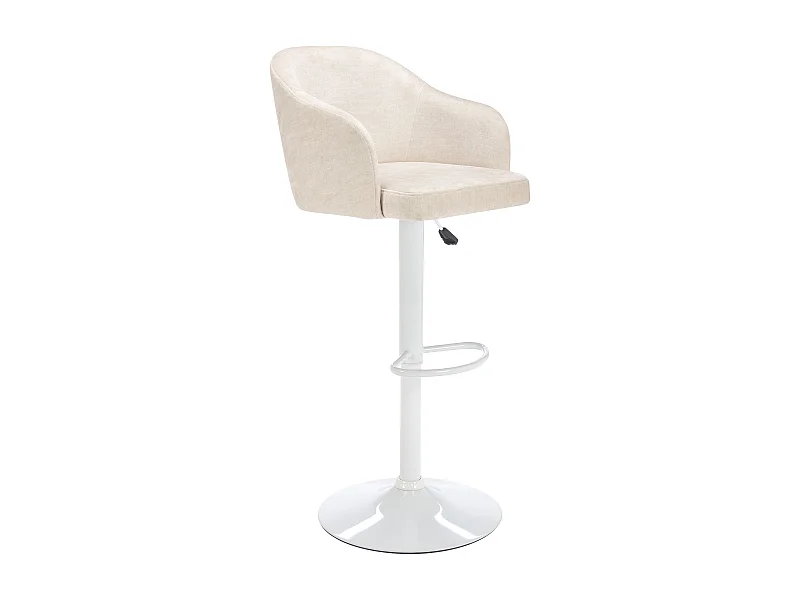 Tabouret de bar en tissu et métal - Hauteur réglable - Crème et blanc - CARSTEN