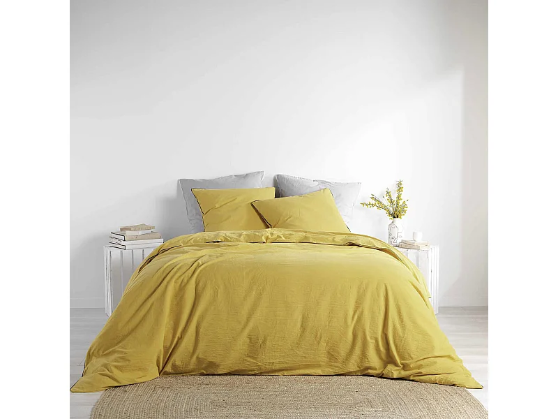 Parure de Lit 3 Pièces "Linette" 240x220cm Jaune