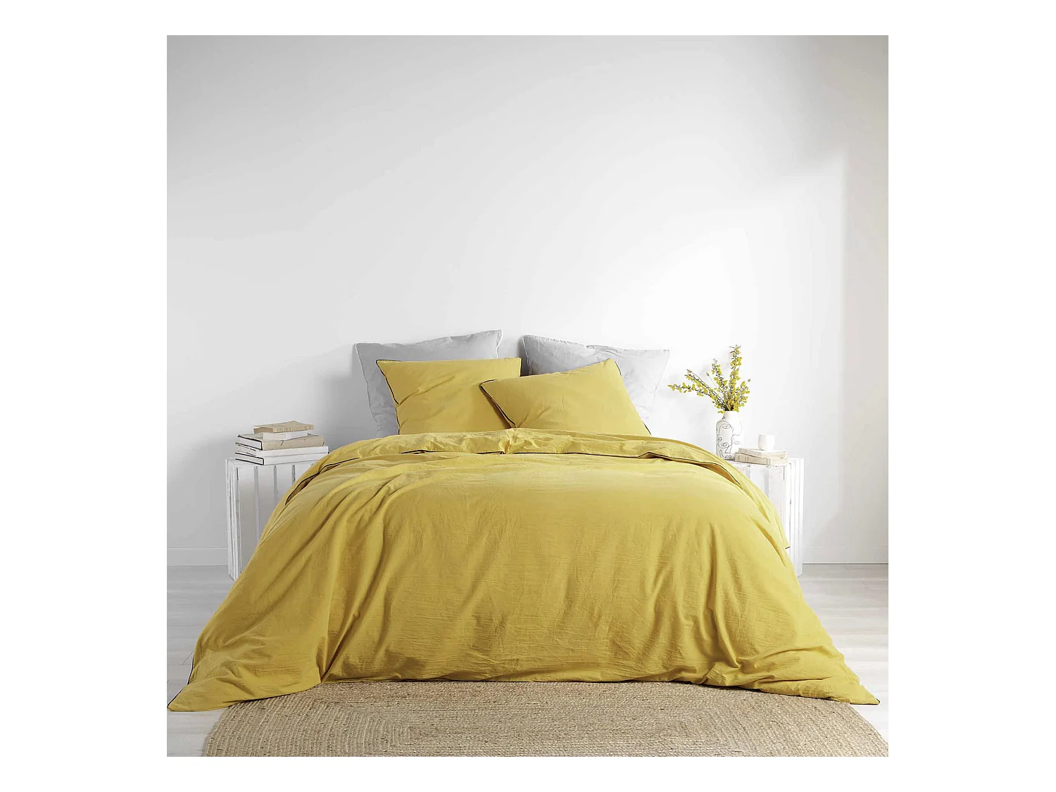 Parure de Lit 3 Pièces "Linette" 240x220cm Jaune