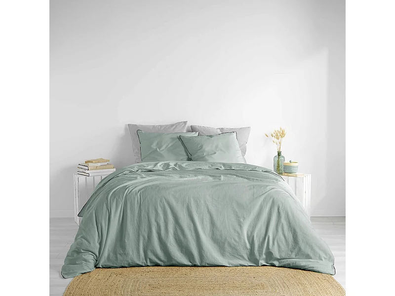 Parure de Lit 3 Pièces "Linette" 240x220cm Sauge
