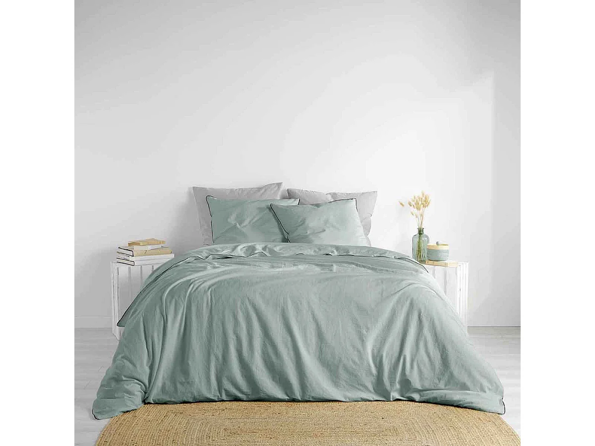 Parure de Lit 3 Pièces "Linette" 240x220cm Sauge