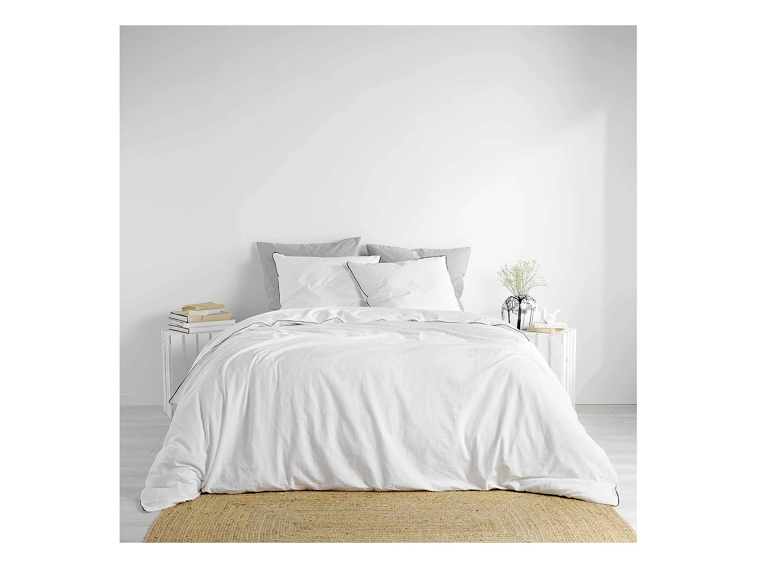Parure de Lit 3 Pièces "Linette" 260x240cm Blanc