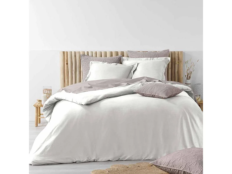 Parure de Lit 3 Pièces "Stonalia" 260x240cm Blanc