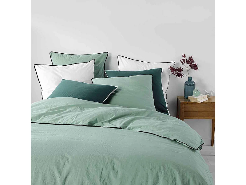 Parure de Lit 3 Pièces "Linette" 260x240cm Sauge