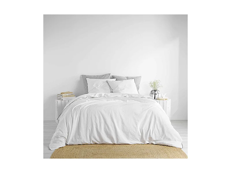 Parure de Lit 3 Pièces "Linette" 240x220cm Blanc