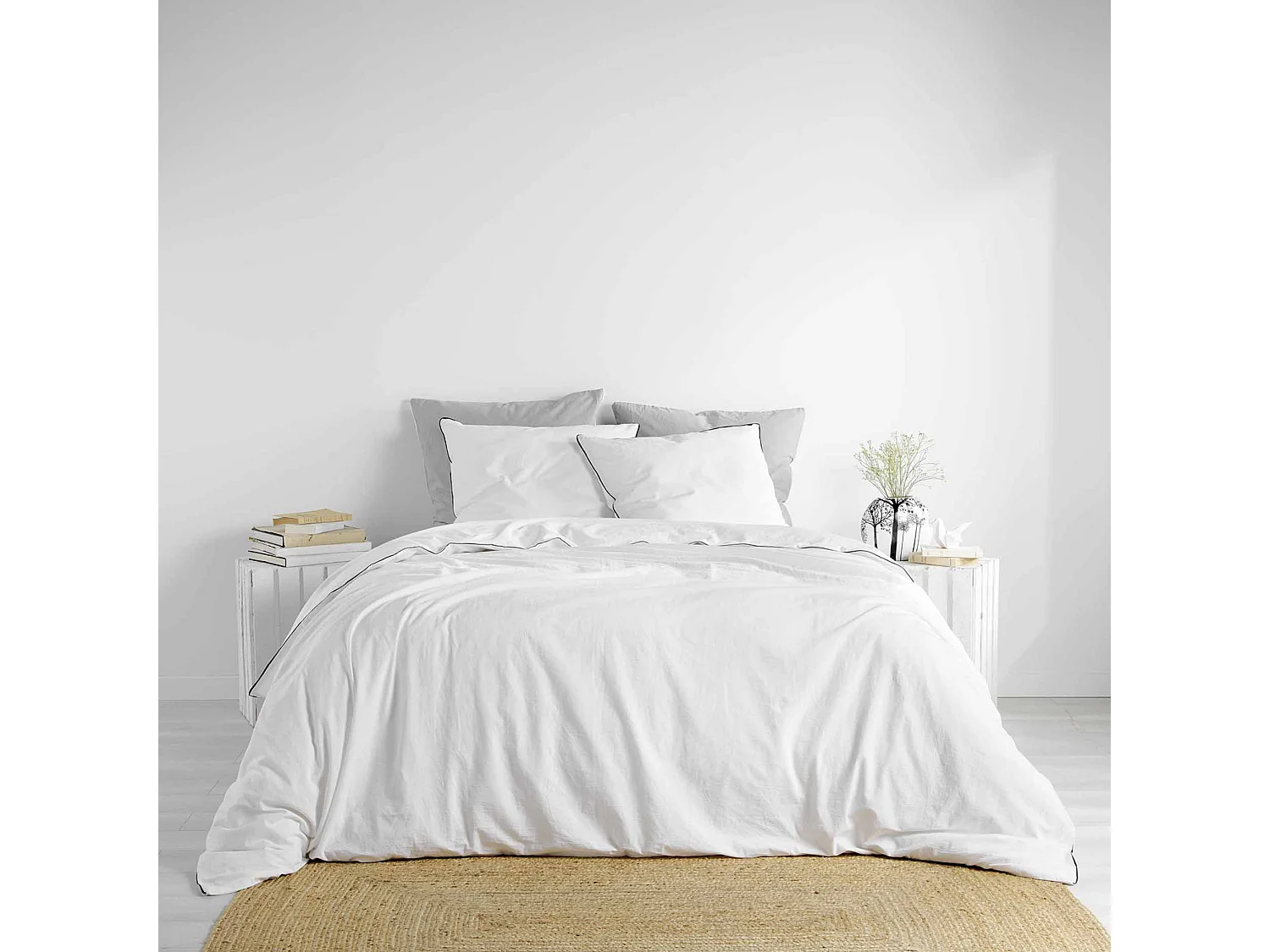 Parure de Lit 3 Pièces "Linette" 240x220cm Blanc