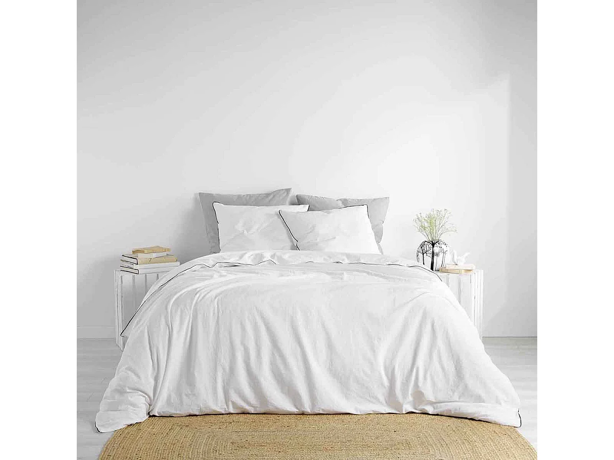 Parure de Lit 3 Pièces "Linette" 240x220cm Blanc