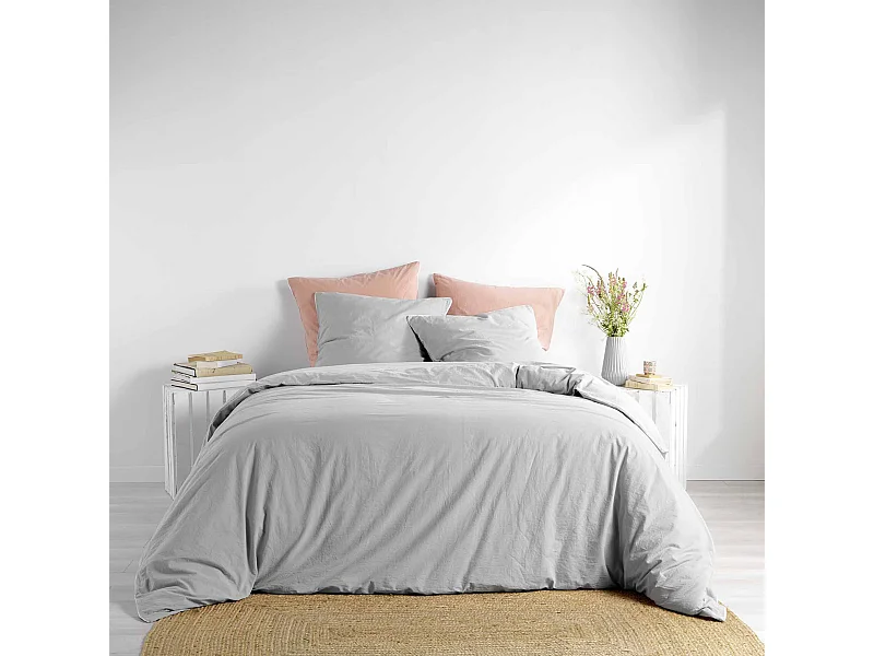 Parure de Lit 3 Pièces "Linette" 260x240cm Gris
