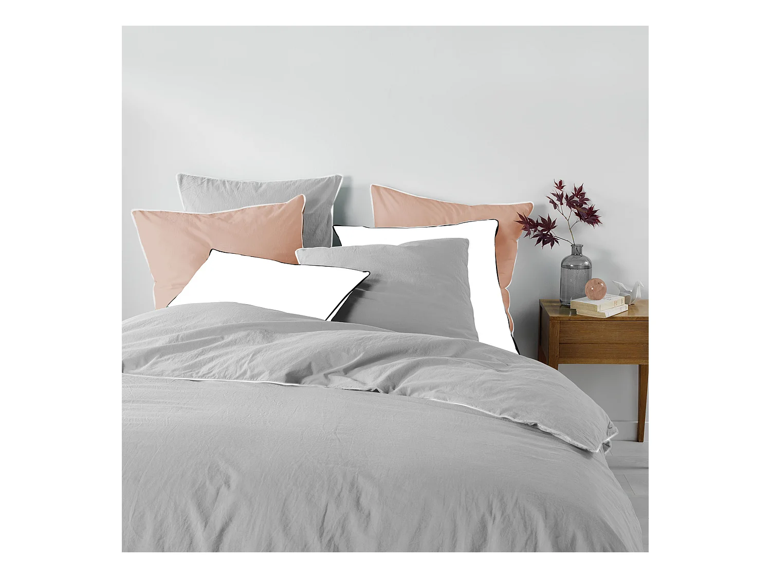 Parure de Lit 3 Pièces "Linette" 240x220cm Gris