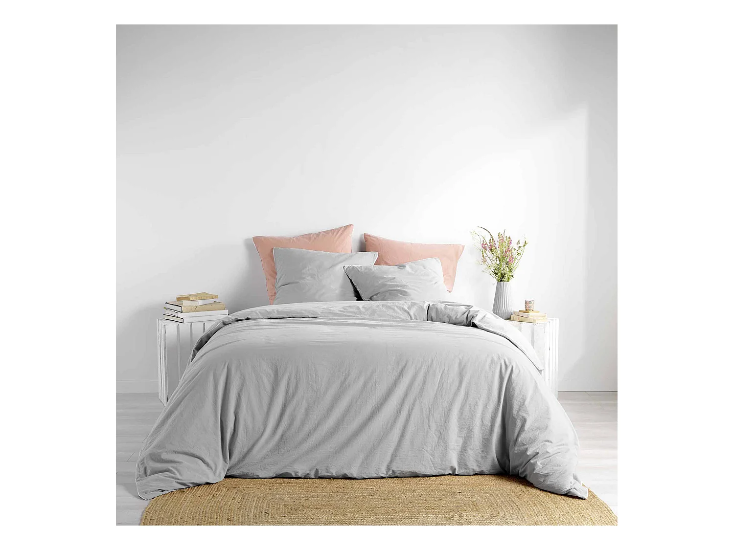 Parure de Lit 3 Pièces "Linette" 240x220cm Gris