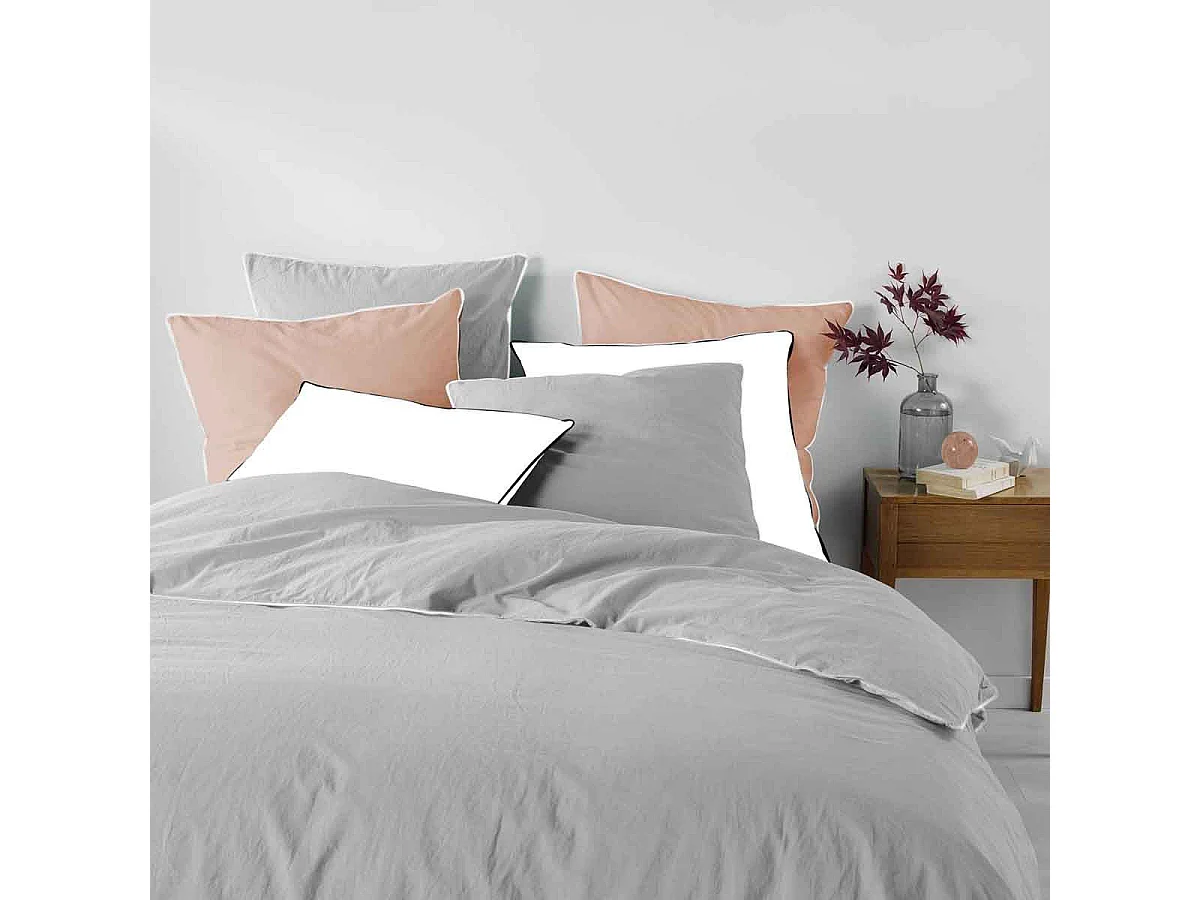 Parure de Lit 3 Pièces "Linette" 240x220cm Gris