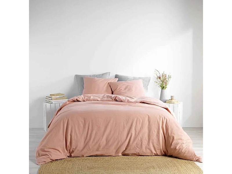 Parure de Lit 3 Pièces "Linette" 240x220cm Rose