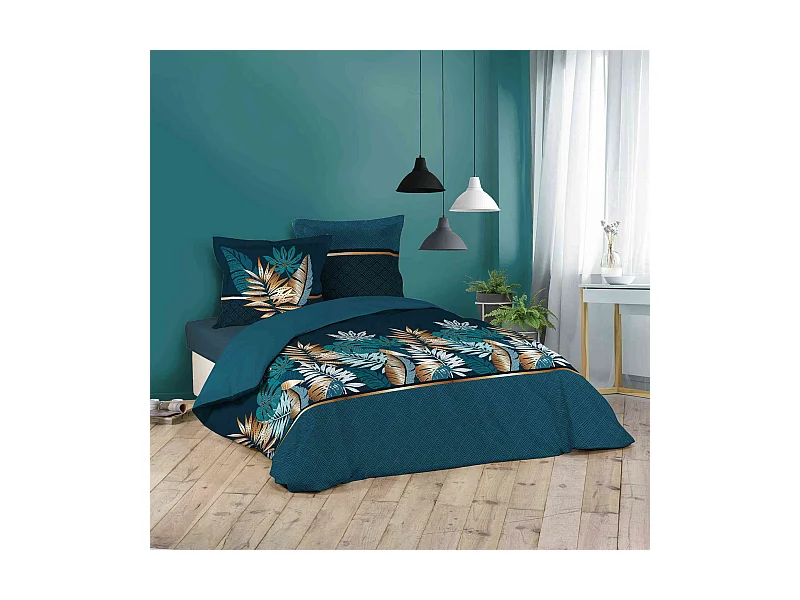 Bettwäsche Alianor 140x200cm Blau Tropical Chic 100% Baumwolle