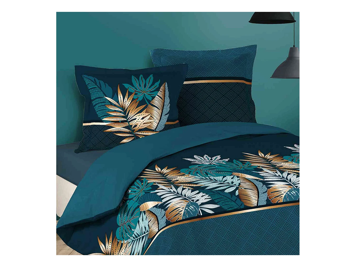 Parure de Lit 2 Pièces "Alianor" 140x200cm Bleu