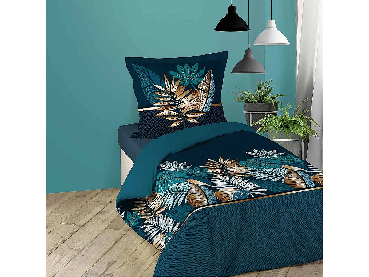 Beddengoed Alianor 140x200cm Blauw Tropisch Chic 100% Katoen