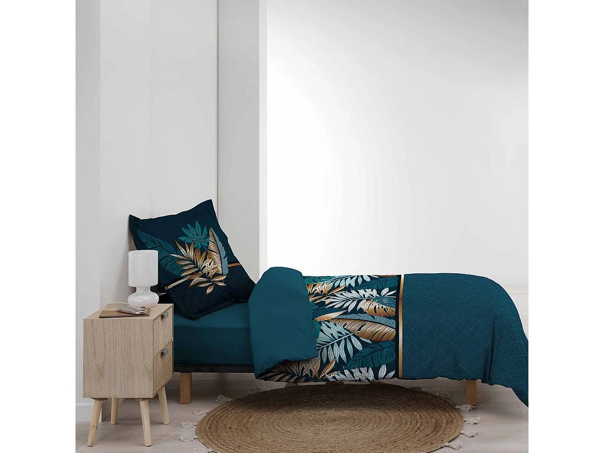 Beddengoed Alianor 140x200cm Blauw Tropisch Chic 100% Katoen