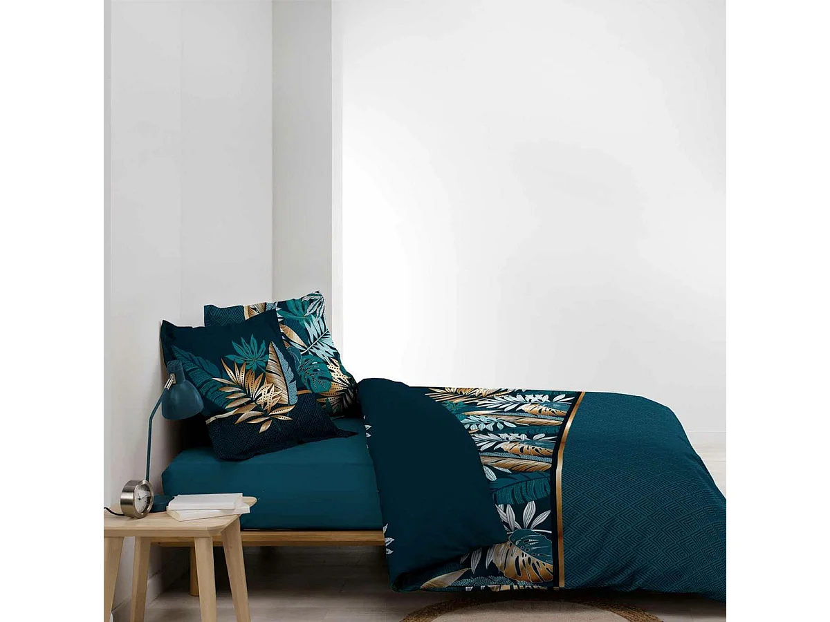 Komplet pościeli "Alianor" 3 części 260x240cm Niebieski Tropikalny Elegancki 100% Bawełna