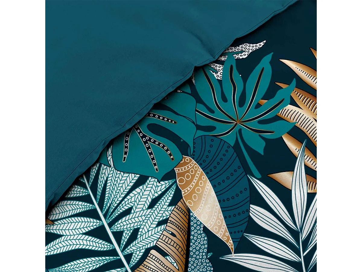 Komplet pościeli "Alianor" 3 części 260x240cm Niebieski Tropikalny Elegancki 100% Bawełna