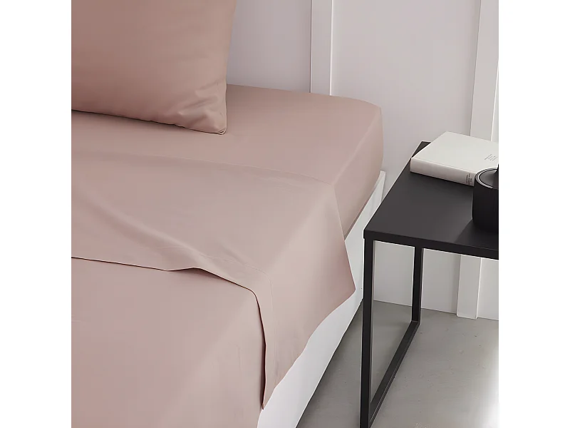 Feuille de comptoir 100% coton qualité 144 fils, en couleurs unies. Rose 180x270cm