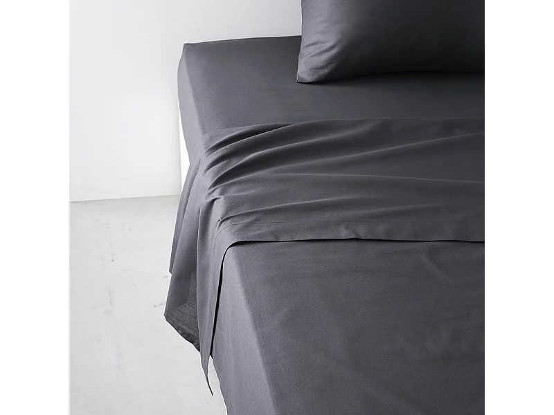 Feuille de comptoir 100% coton qualité 144 fils, en couleurs unies. Carbone 180x270cm