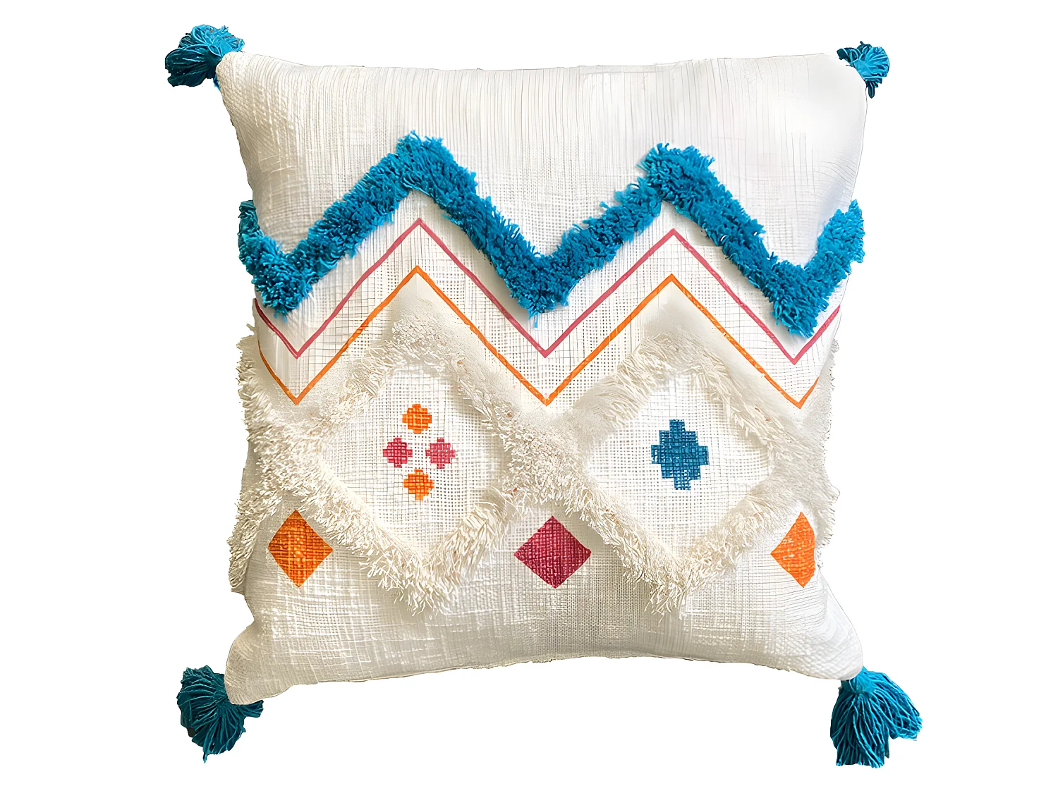 Housse de coussin coton Hopi 45x45 Bleu