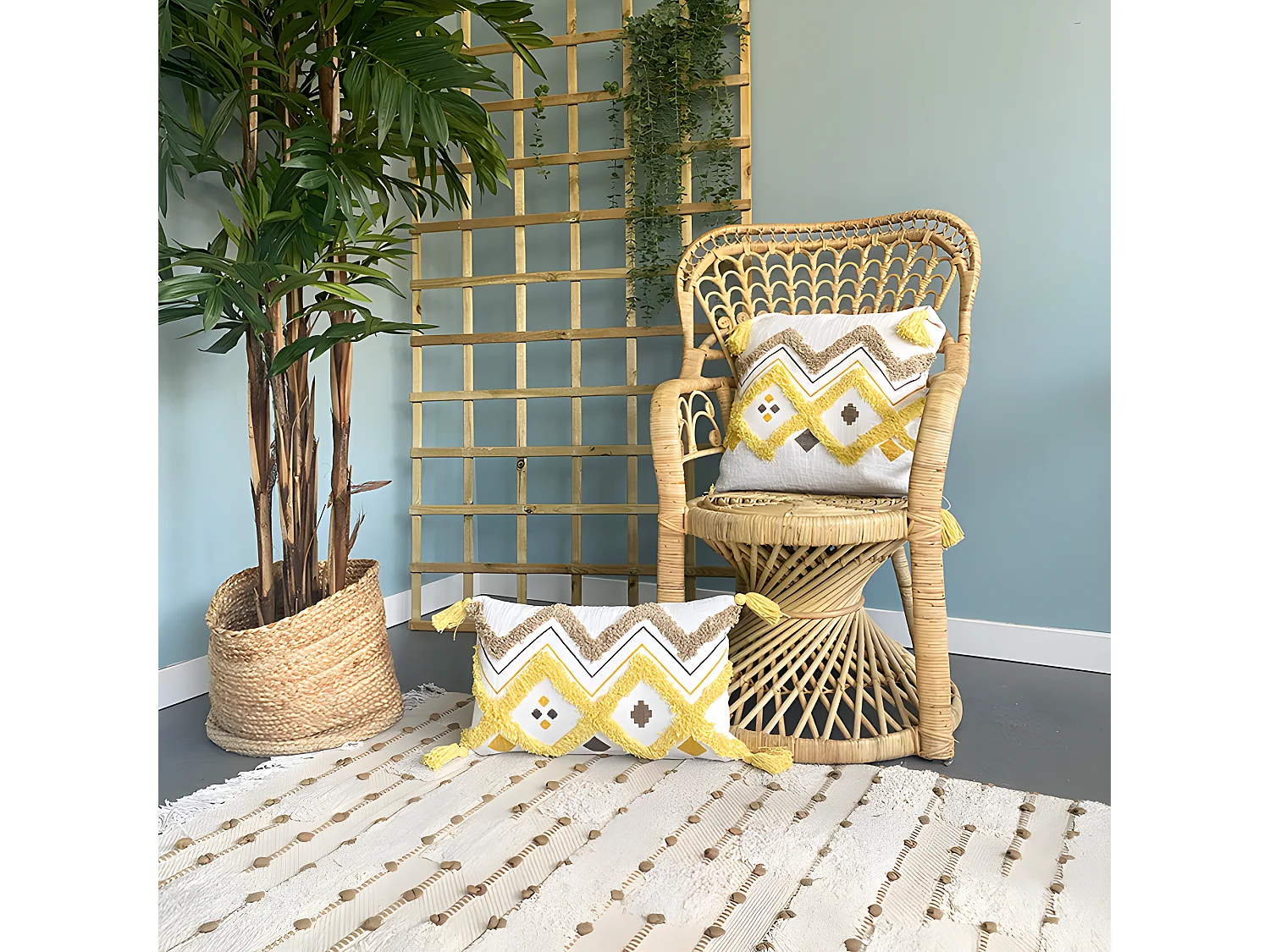 Housse de coussin coton Hopi 45x45 beige