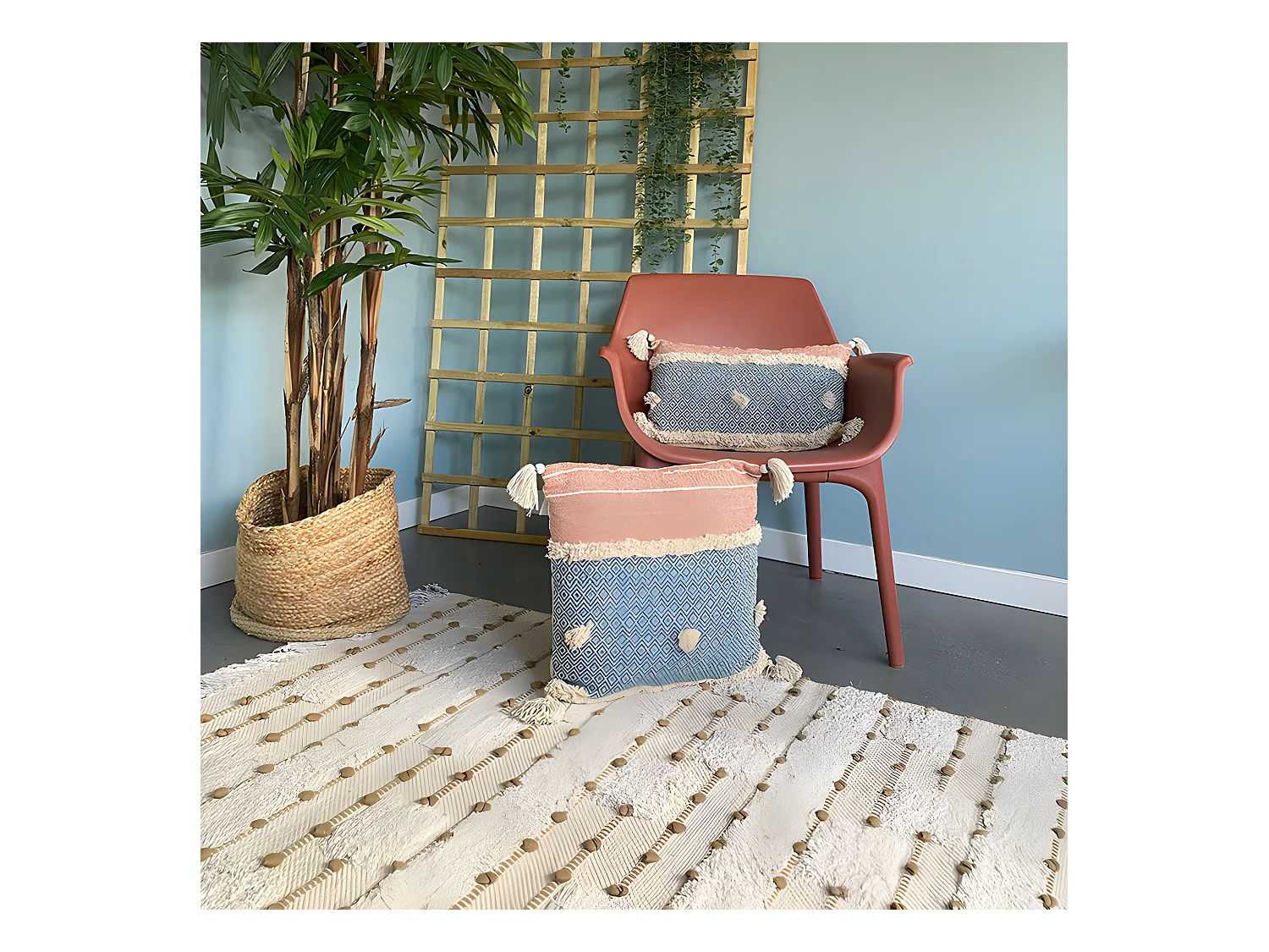 Housse de coussin en coton Pima 30x50 Bleu