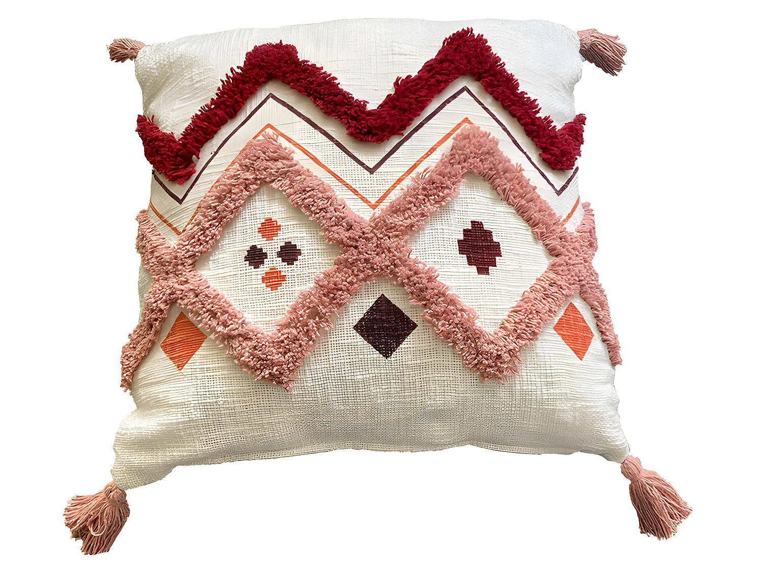 Housse de coussin coton Hopi 45x45 rouge