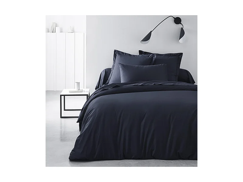 Drap inférieur réglable 100% coton qualité 144 fils, en couleurs unies. Marine 160x200cm