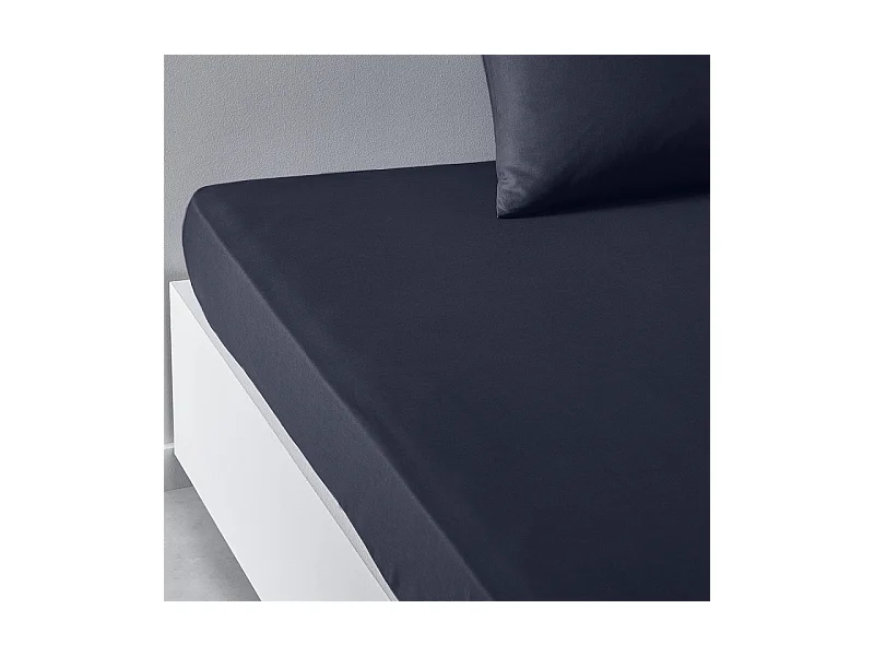Drap inférieur réglable 100% coton qualité 144 fils, en couleurs unies. Marine 180x200cm