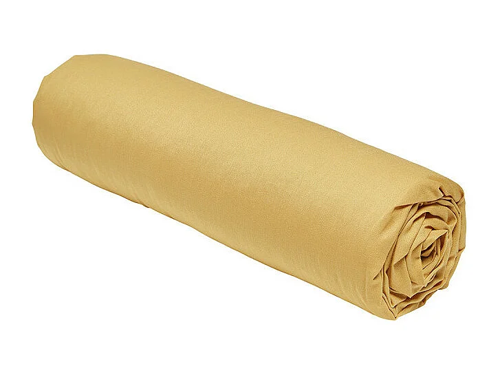 Drap inférieur réglable 100% coton qualité 144 fils, en couleurs unies. Ocre 180x200cm