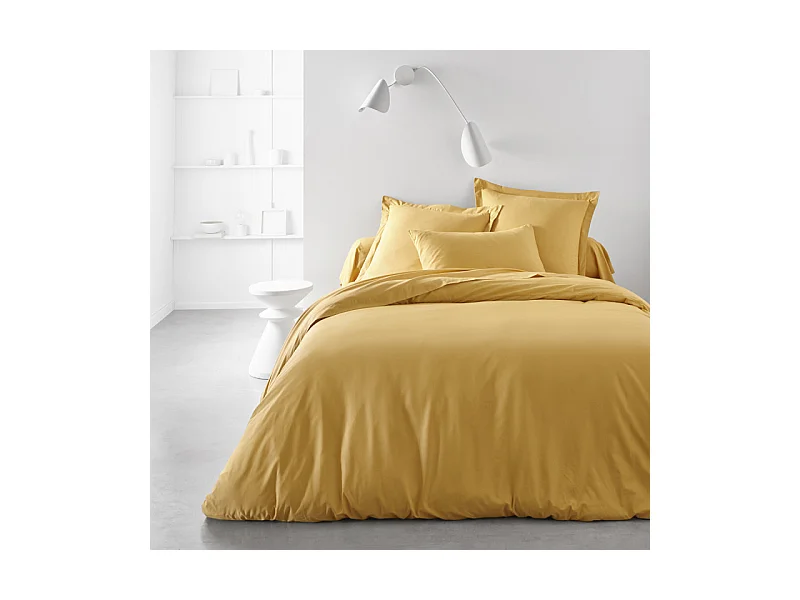 Drap inférieur réglable 100% coton qualité 144 fils, en couleurs unies. Ocre 160x200cm