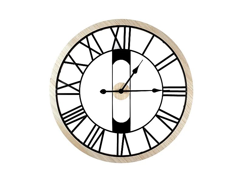 Horloge Silencieuse Bois Et Metal D70cm Jack Marron, Noir