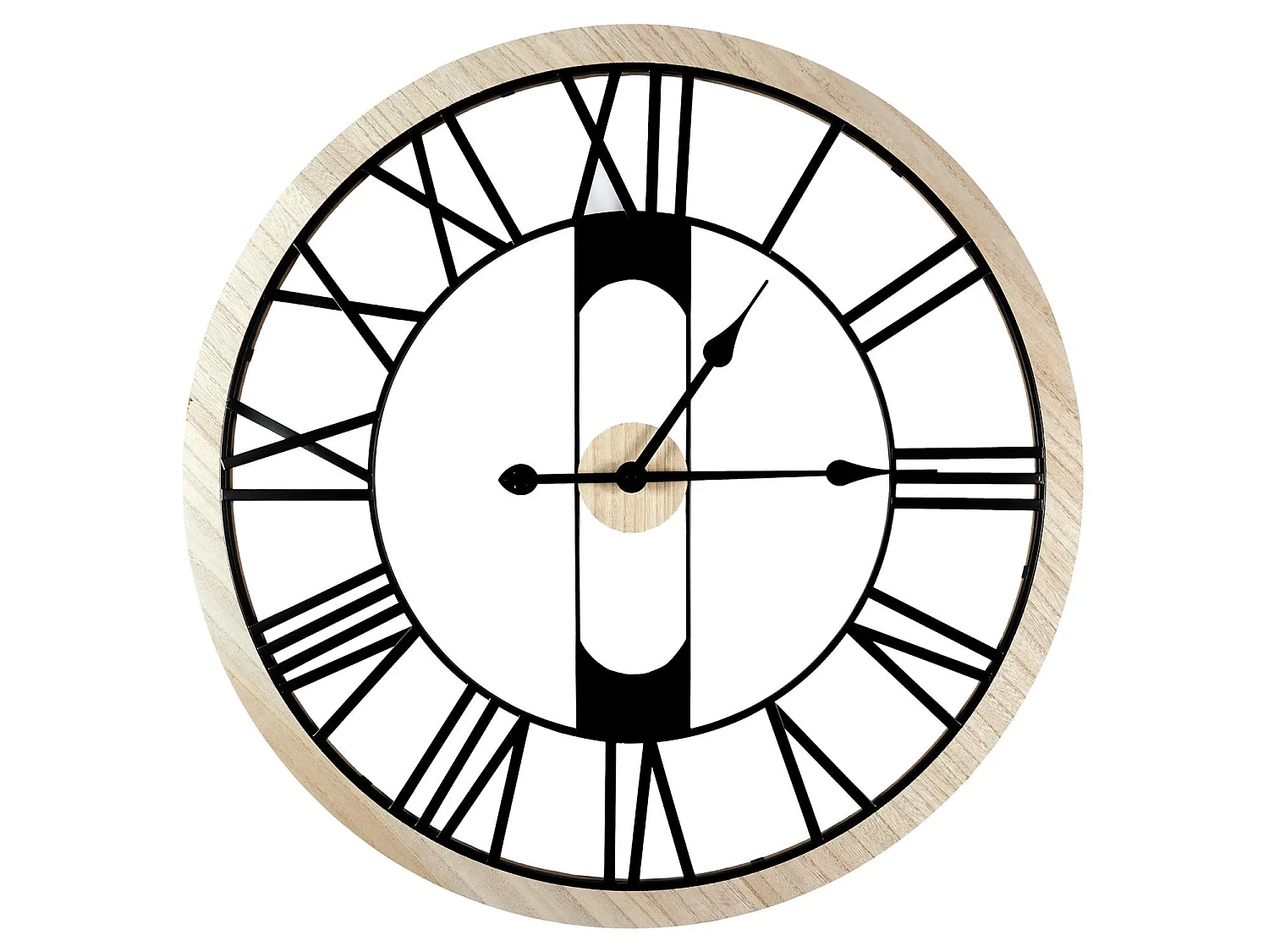 Horloge Silencieuse Bois Et Metal D70cm Jack Marron, Noir