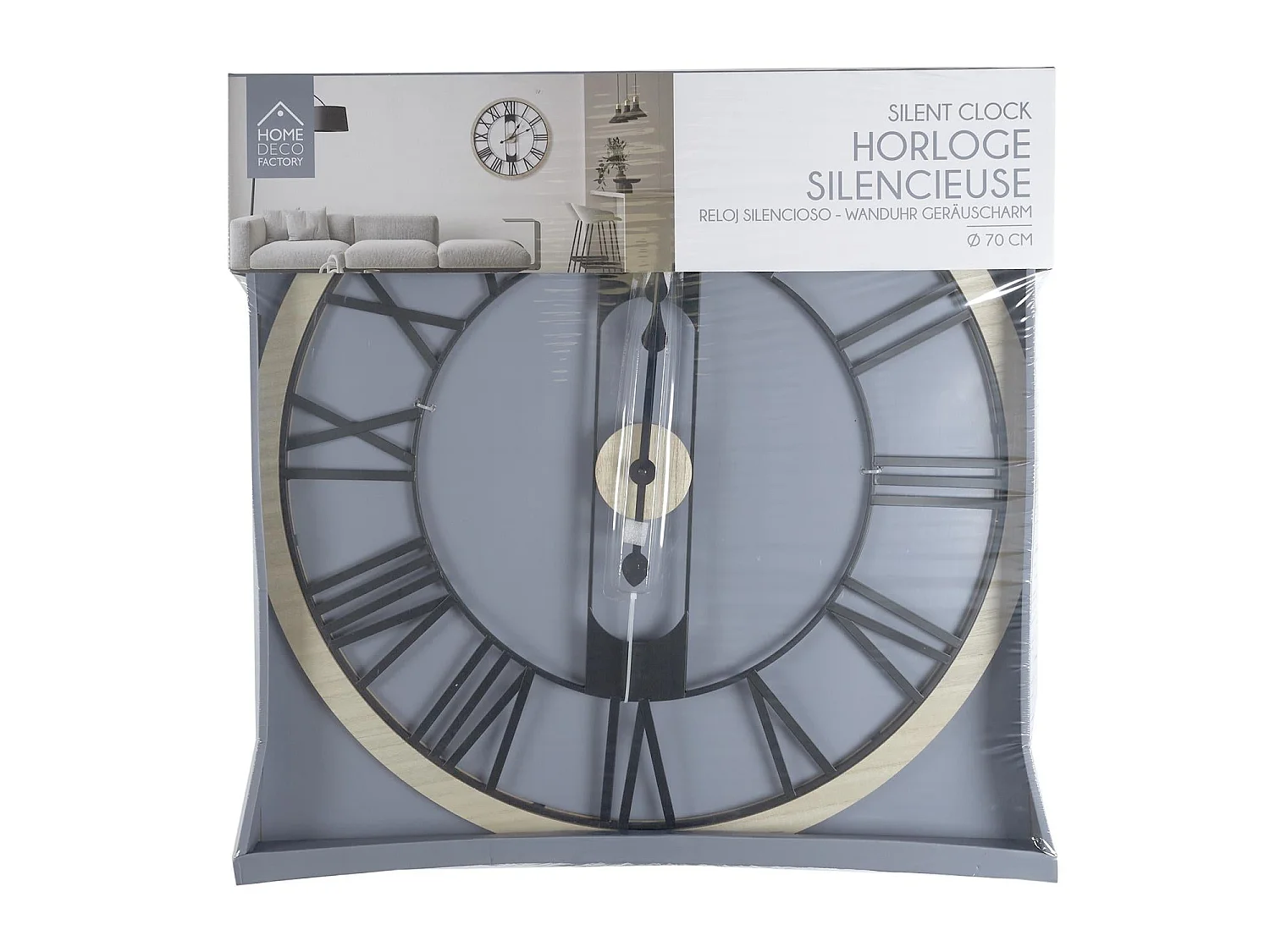 Horloge Silencieuse Bois Et Metal D70cm Jack Marron, Noir