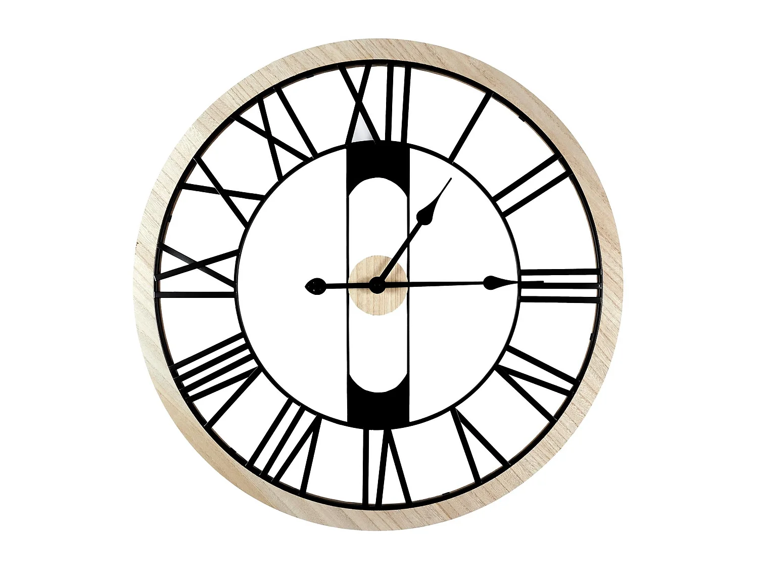 Horloge Silencieuse Bois Et Metal D70cm Jack Marron, Noir
