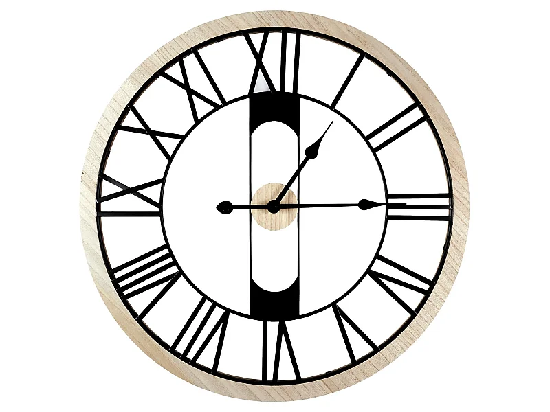 Horloge Silencieuse Bois Et Metal D70cm Jack Marron, Noir